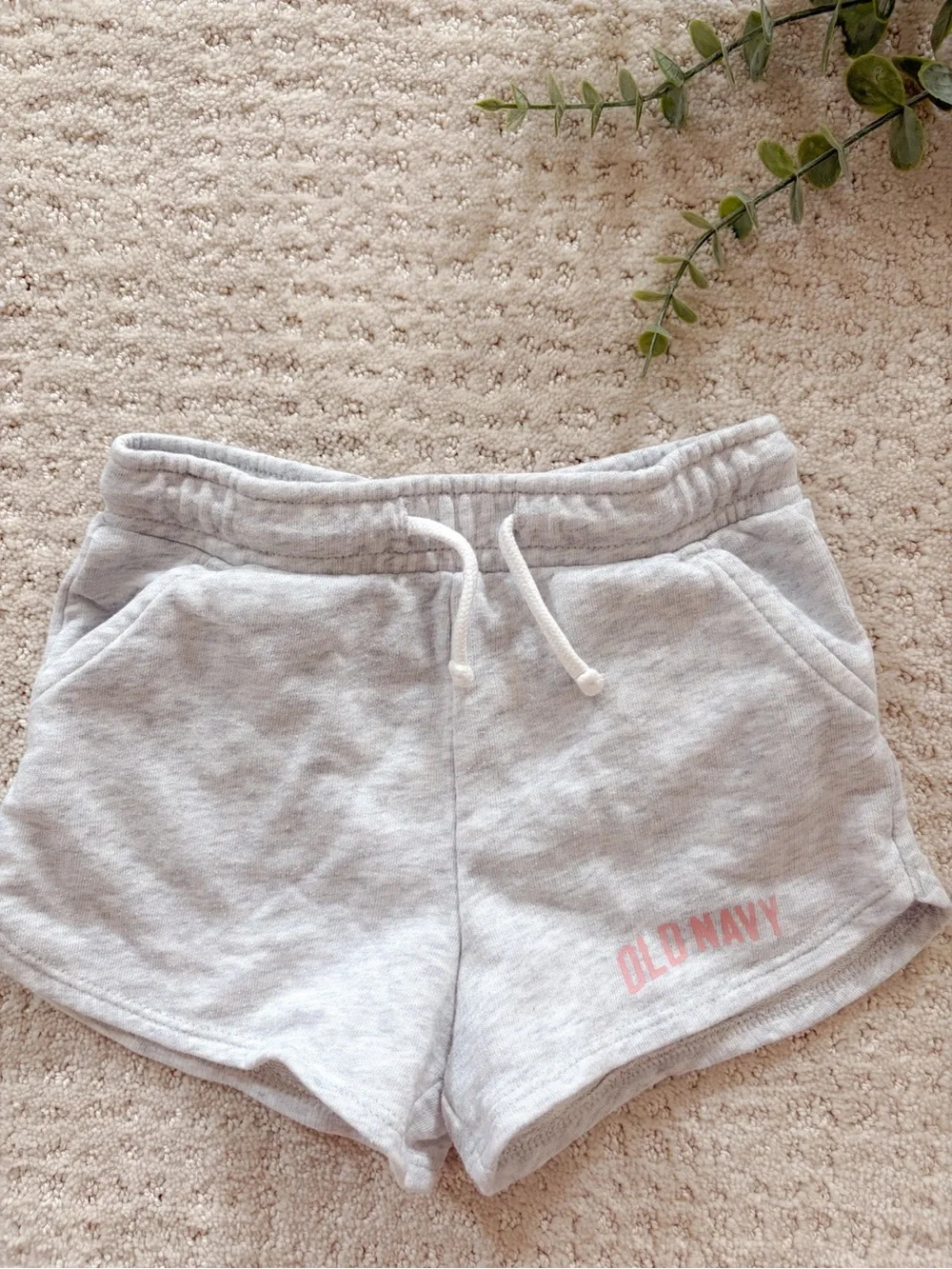 Old Navy Light Gray Shorts with Pink Logo